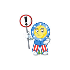 Cartoon character design of USA medal rise up a broad
