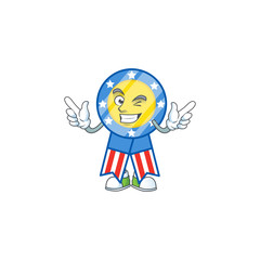A comical face USA medal mascot design with Wink eye