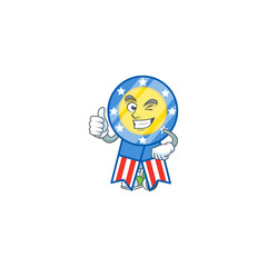 A mascot icon of USA medal making Thumbs up gesture