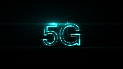 Fast 5G Network for digital Smartphone Internet Connection on green Background with Lines and Shapes form a futuristic Network of Data Power