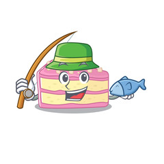 A Picture of happy Fishing strawberry slice cake design