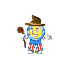 A cute USA medal performed as a witch on the stage