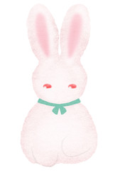 緑のリボンタイをしたウサギ