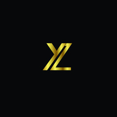 Creative and Minimalist Letter YZ Logo Design Icon |Editable in Vector Format in Black and Gold Color