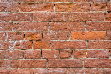 Red old worn brick wall texture background