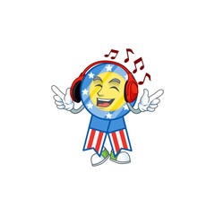 USA medal cartoon character design Listening music on a headset