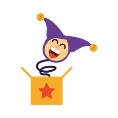 box of surprise with jester on white background © djvstock
