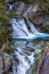 Waterfall on mountain stream, Wodogrzmoty Mickiewicza in Poland