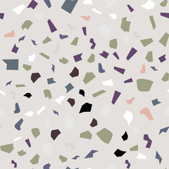 Terrazzo seamless pattern vector. Texture of classic italian type of floor in Venetian style composed of natural stone, granite, quartz, marble, glass and concrete.