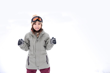 Fototapeta premium スノーボードをする女性