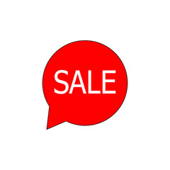 SALE Red Vector Banner speech bubble on white background. 