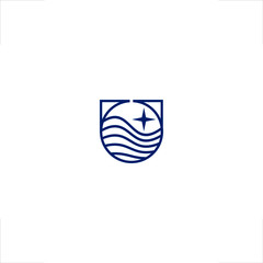 shield logo under the bridge design maritime
