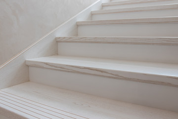 closeup detail of light wooden stairs