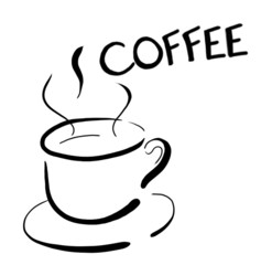 Napis kawa filiżanka logo znak - obrazy, fototapety, plakaty