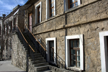 Fototapeta na wymiar old building with new staircase