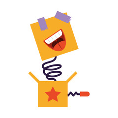 surprise box with face comic on white background © djvstock