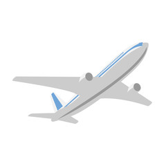 Flying passenger plane on a white background - 327777388