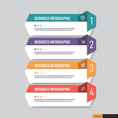 Infographics template 4 options with horizontal banner, can be used for workflow layout, diagram, website, corporate report, advertising, marketing. vector illustration.	