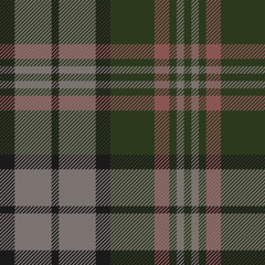 Tartan plaid pattern background. Seamless dark multicolored check plaid texture in nearly black, green, grey, and pink for scarf, flannel shirt, blanket, throw, or other modern fabric design.