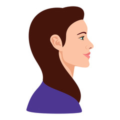 Beautiful young woman profile avatar. Vector Illustration.