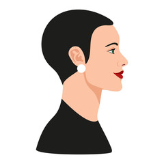 Beautiful young woman profile avatar. Vector Illustration.