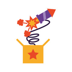 surprise box with a rocket on white background © djvstock