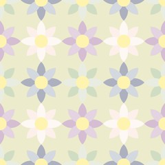 Pastel color flowers seamless pattern. Vector illustration