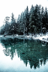 Swiss Mountain Lake in winter