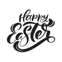 Happy Easter vintage vector calligraphy text. Hand drawn lettering poster for Easter. Modern Handwritten brush type isolated on white background