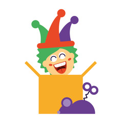 surprise box with clown head on white background © djvstock
