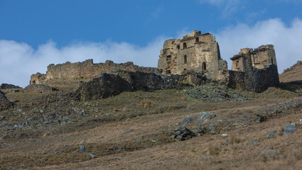 Fototapeta na wymiar Susupillo site. Ruin of Inca temple. Peru. Andes. Huánuco Region, Huamalíes Province, Tantamayo District.