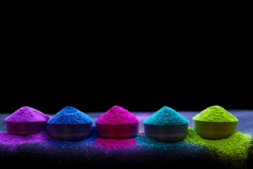 Bright colours for Indian holi festival. Colorful gulal (powder colors) for Happy Holi.