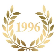 Fototapeta na wymiar Year 1996 gold laurel wreath vector isolated on a white background 