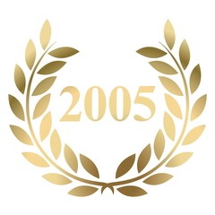 Year 2005 gold laurel wreath vector isolated on a white background 