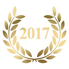 Fototapeta na wymiar Year 2017 gold laurel wreath vector isolated on a white background 