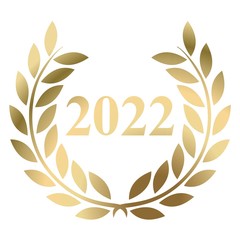 Year 2022 gold laurel wreath vector isolated on a white background 