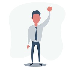 Businessman with hand up full length view isolated on white background vector illustration