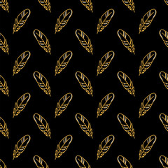 Magic seamless vector pattern with mystery stylized feathers