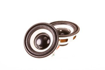Sound speaker in closeup isolated