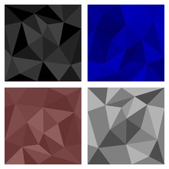 Black, blue, brown, white and grey triangle vector background or chevron surface pattern set