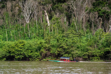 Boat on Usumacinta River in the state of Chiapas, Mexico.