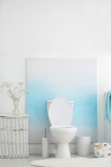 Fototapeta premium Modern toilet bowl in stylish bathroom interior