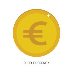 Gold euro coin in flat style. Vector illustration