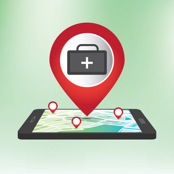 Cardiology Hospital Location Pin Vector Icon.