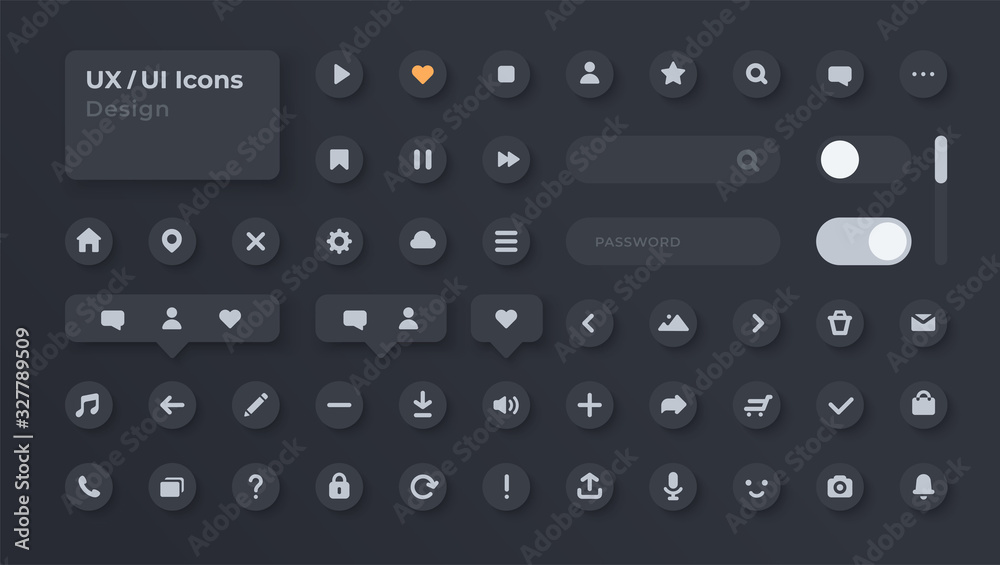Poster ui icons set. vector. for mobile, web, social media, business. user interface elements for mobile ap