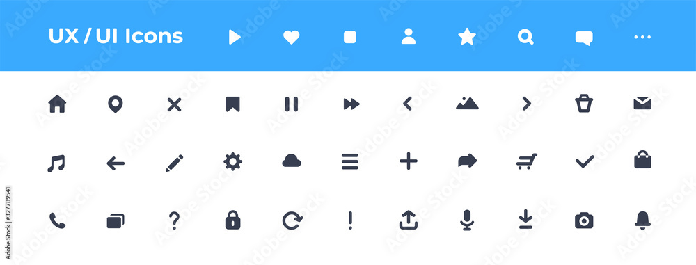 Poster ui icons set. vector. for mobile, web, social media, business. user interface elements for mobile ap