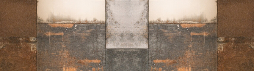  Rusty stone tiles wall texture background banner panorama