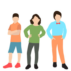 Fototapeta premium vector, isolated, silhouette in colored clothes, children