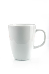 a white cup on a white background, isolated