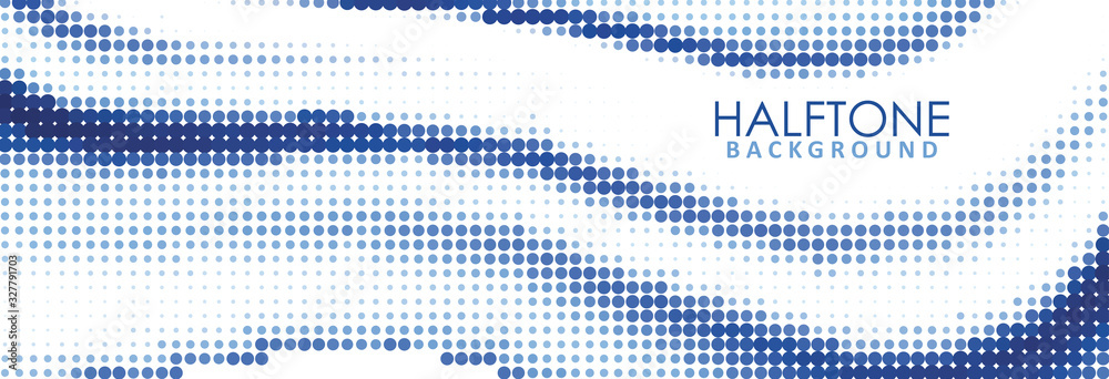 Aufkleber Blue dotted background. Vector pattern with halftone effect